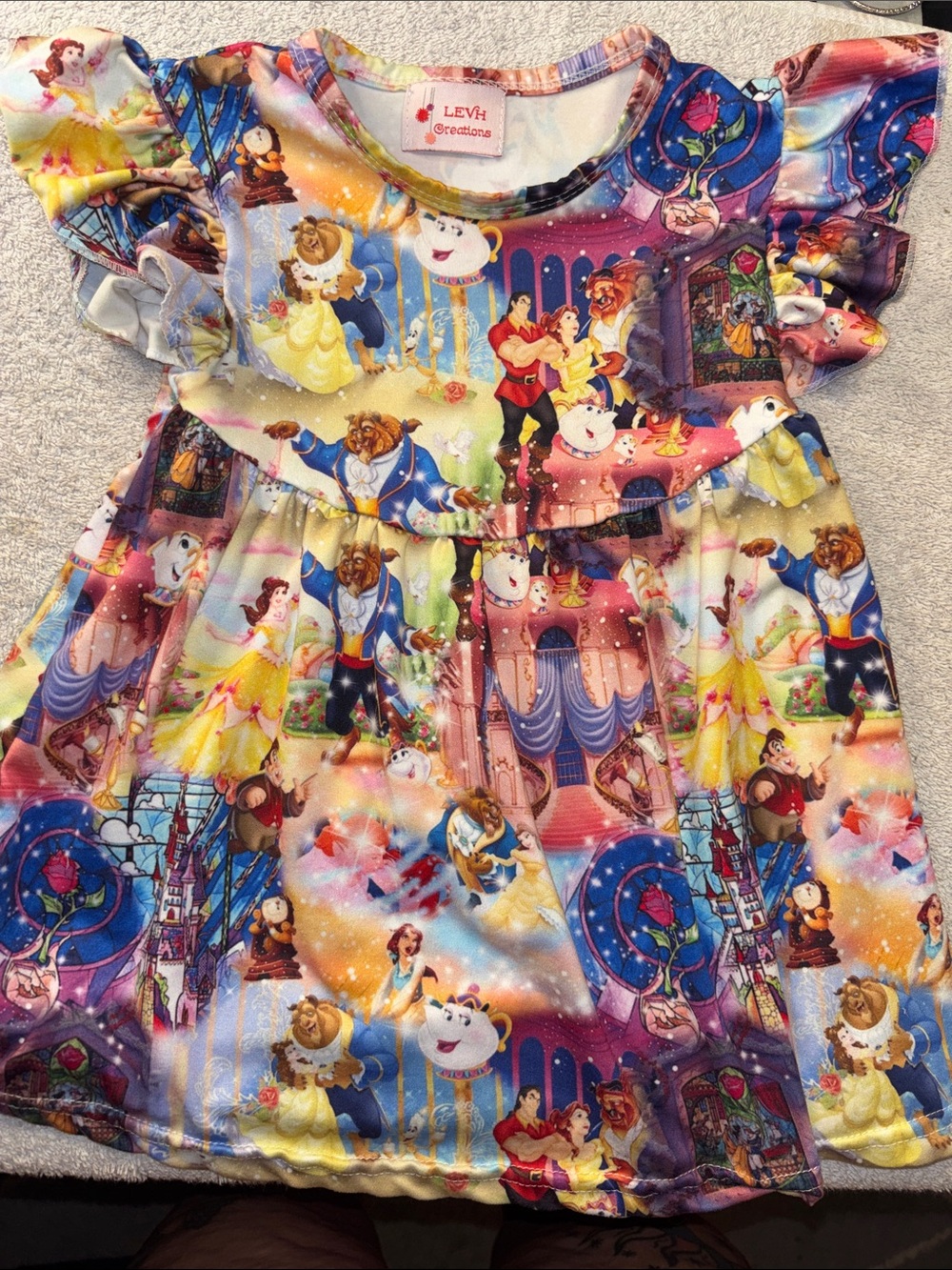 Girls' Beauty & the Beast Multicolor Ruffle Dress